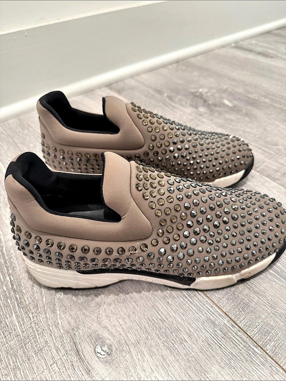 Pinko Studded Slip-On Sneakers in Brown